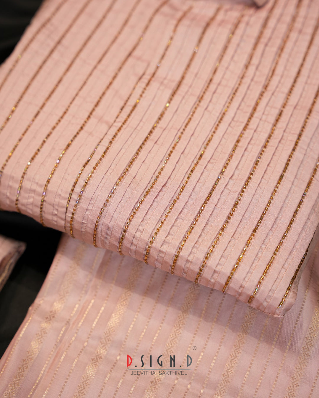 Rose Gold Embroidered fine Silk Shirt