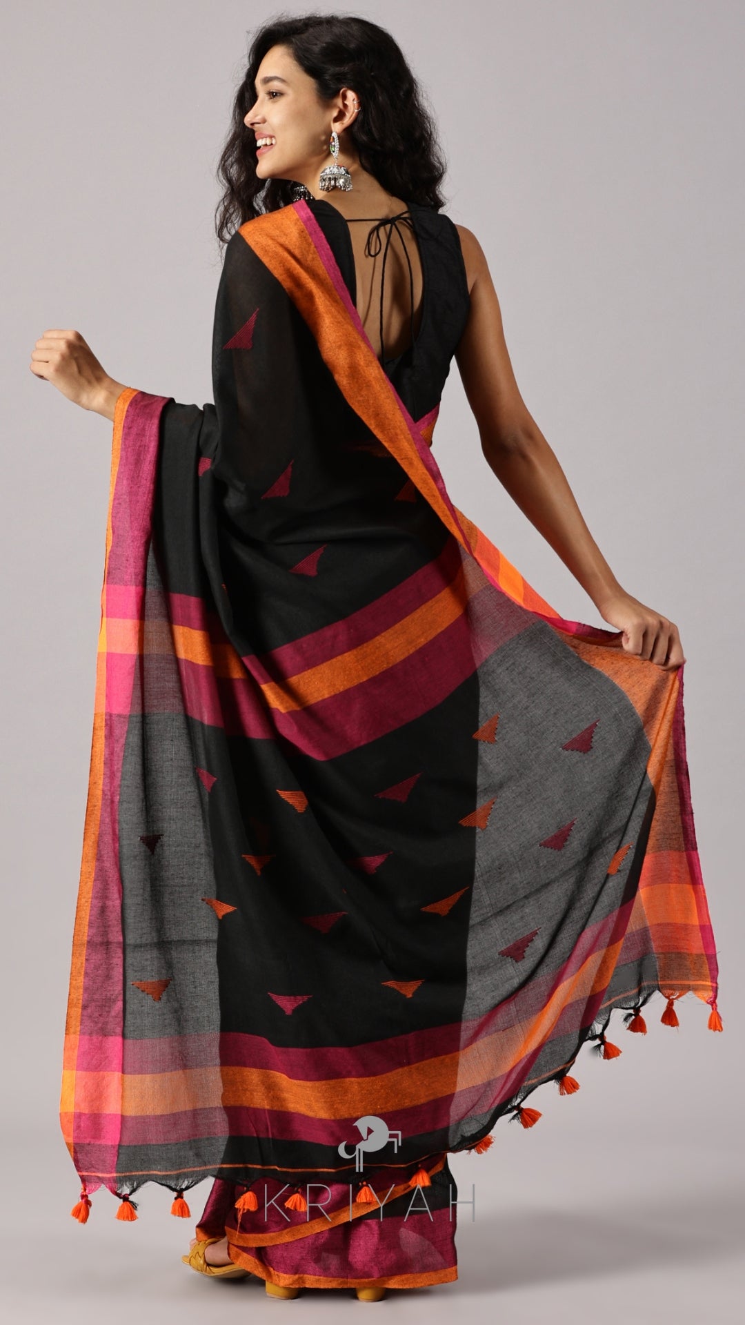 Avira - Black Mul Saree