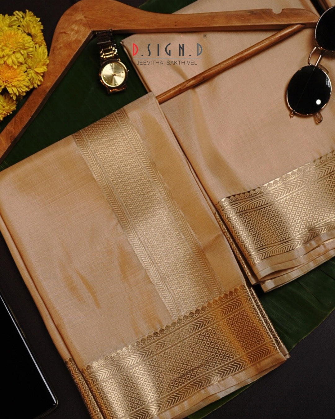 Classic- Gold fine silk dhoti set