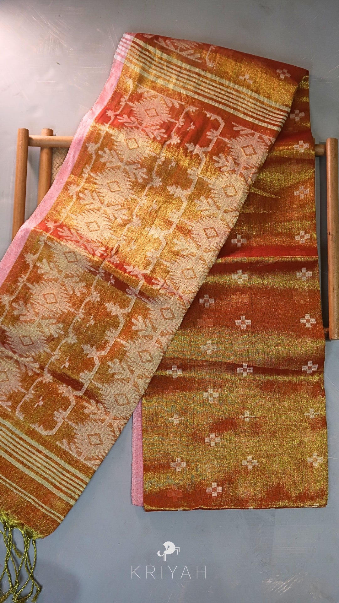 Orange Jamdhani tissue Saree