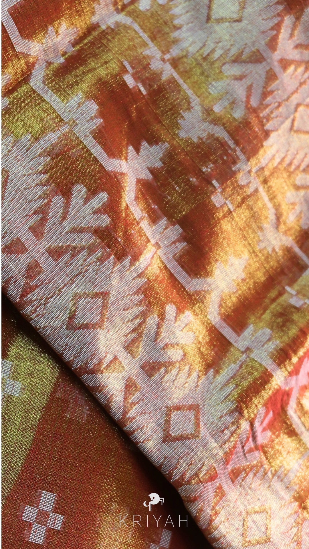Orange Jamdhani tissue Saree