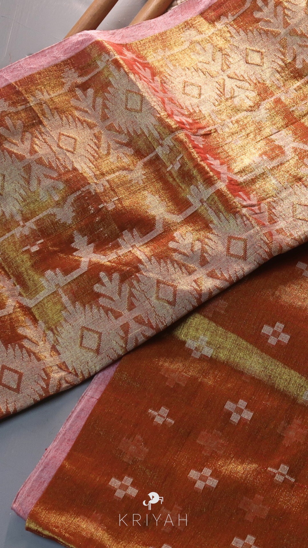 Orange Jamdhani tissue Saree