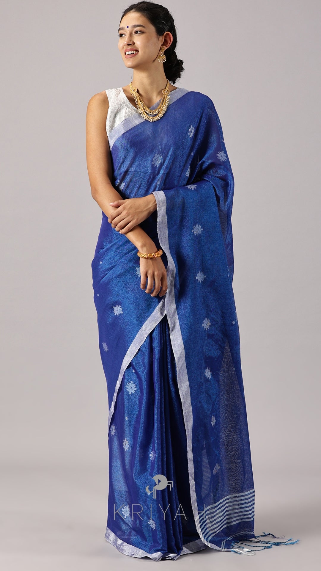 Blue Jamdhani Tissue Saree