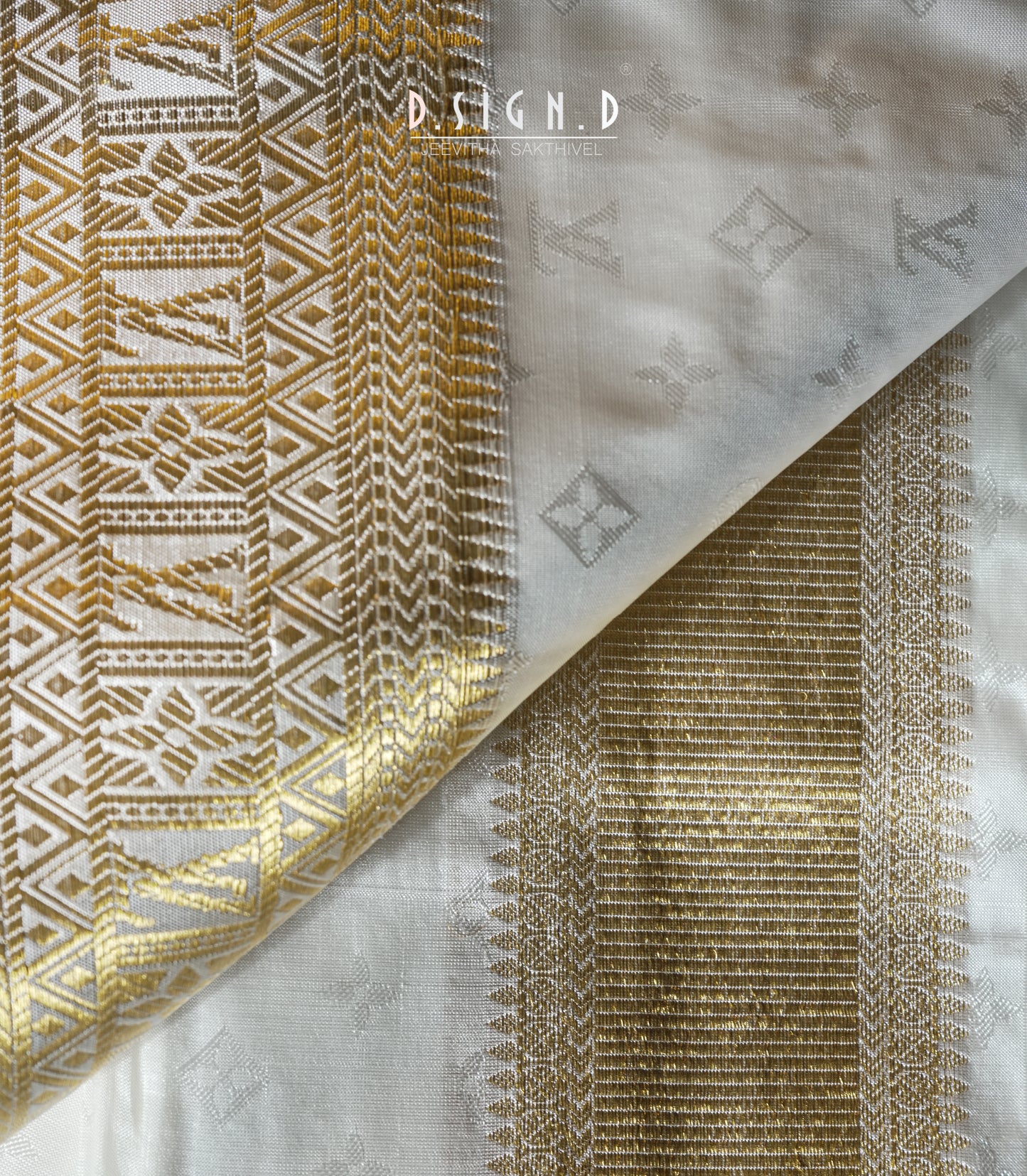 Desi Luxe designer silk dhoti- White