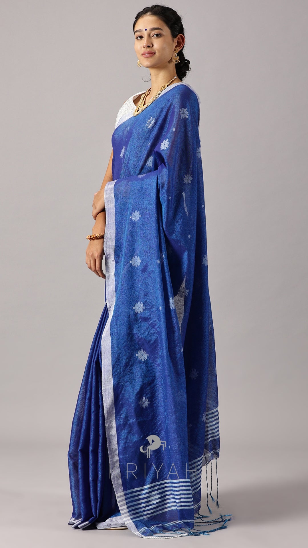 Blue Jamdhani Tissue Saree