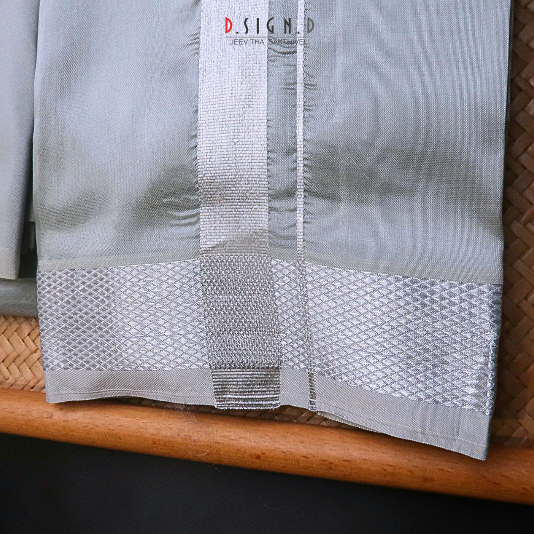 Grey Semi silk dhoti & Shirt ( unstitched)