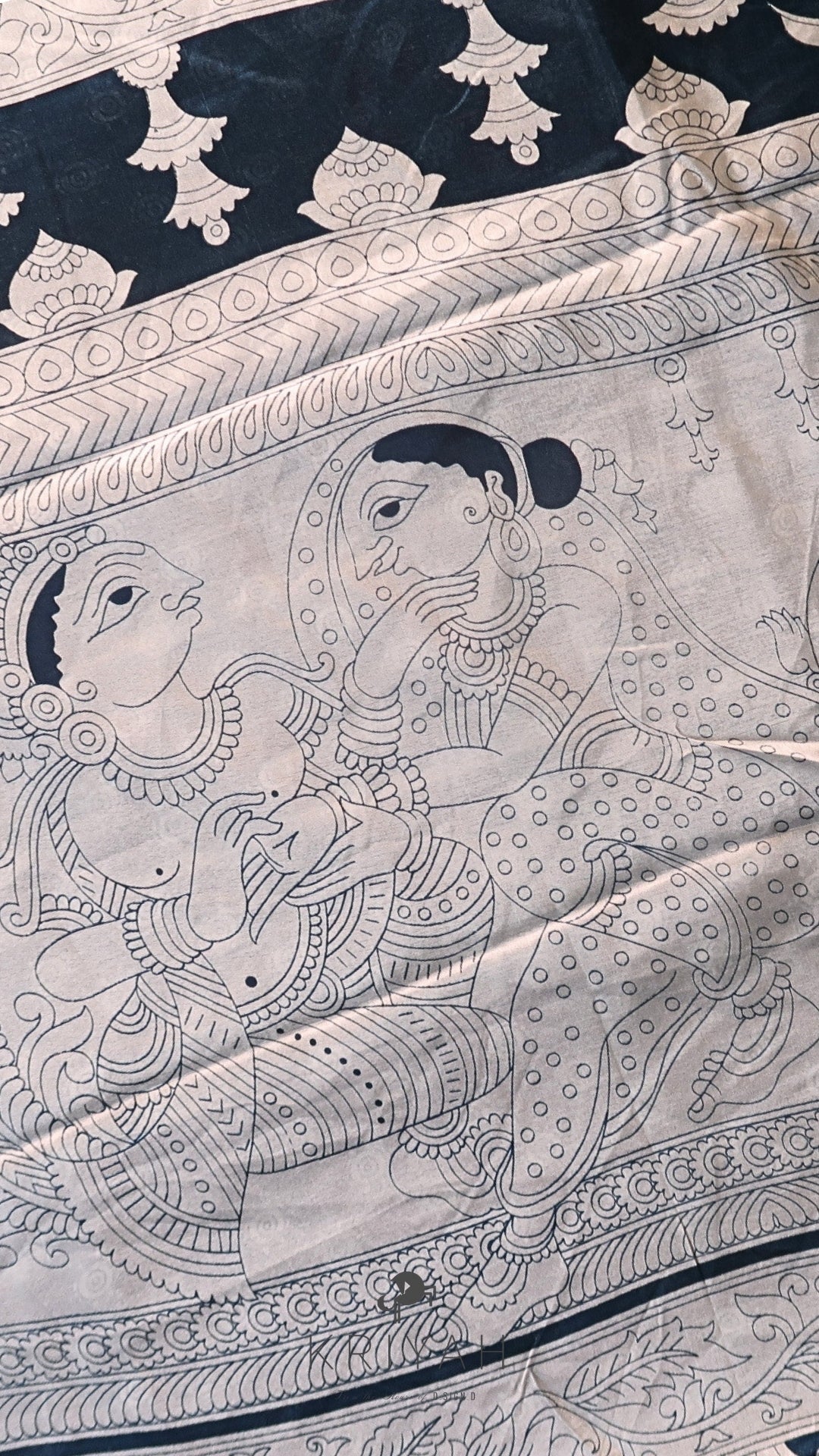 DOLA SILK SAREE WITH PALLENQUIN PRINT PEACOCK BLUE