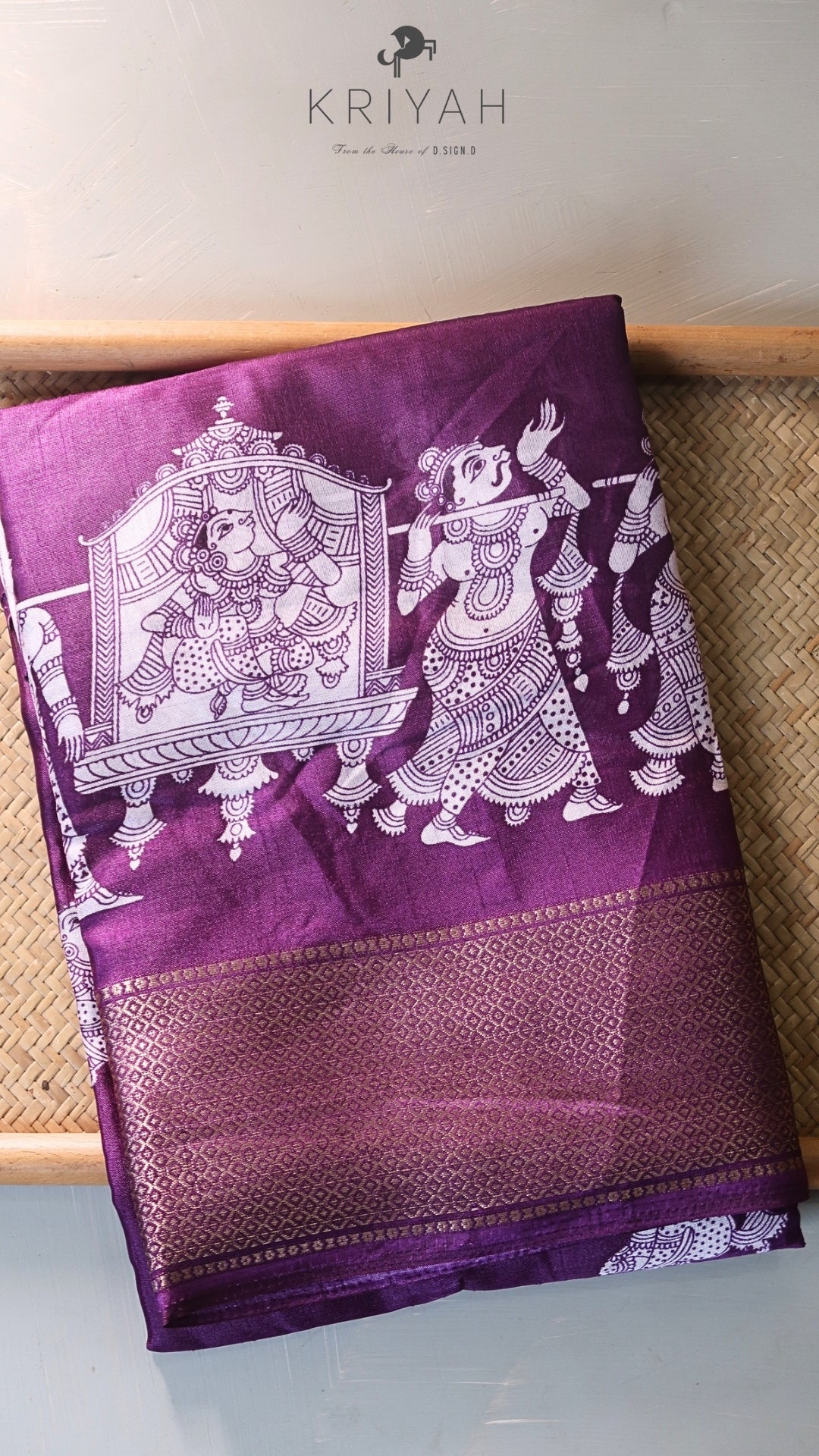 DOLA SILK SAREE WITH PALLENQUIN PRINTPURPLE