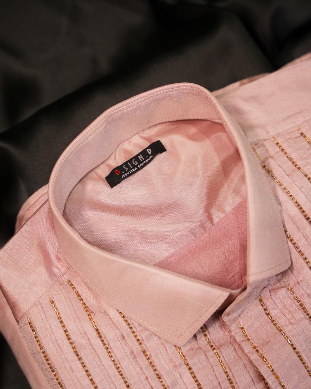 Rose Gold Embroidered fine Silk Shirt