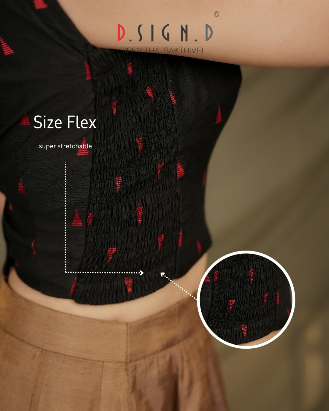 Heera Size flex Blouse - Black
