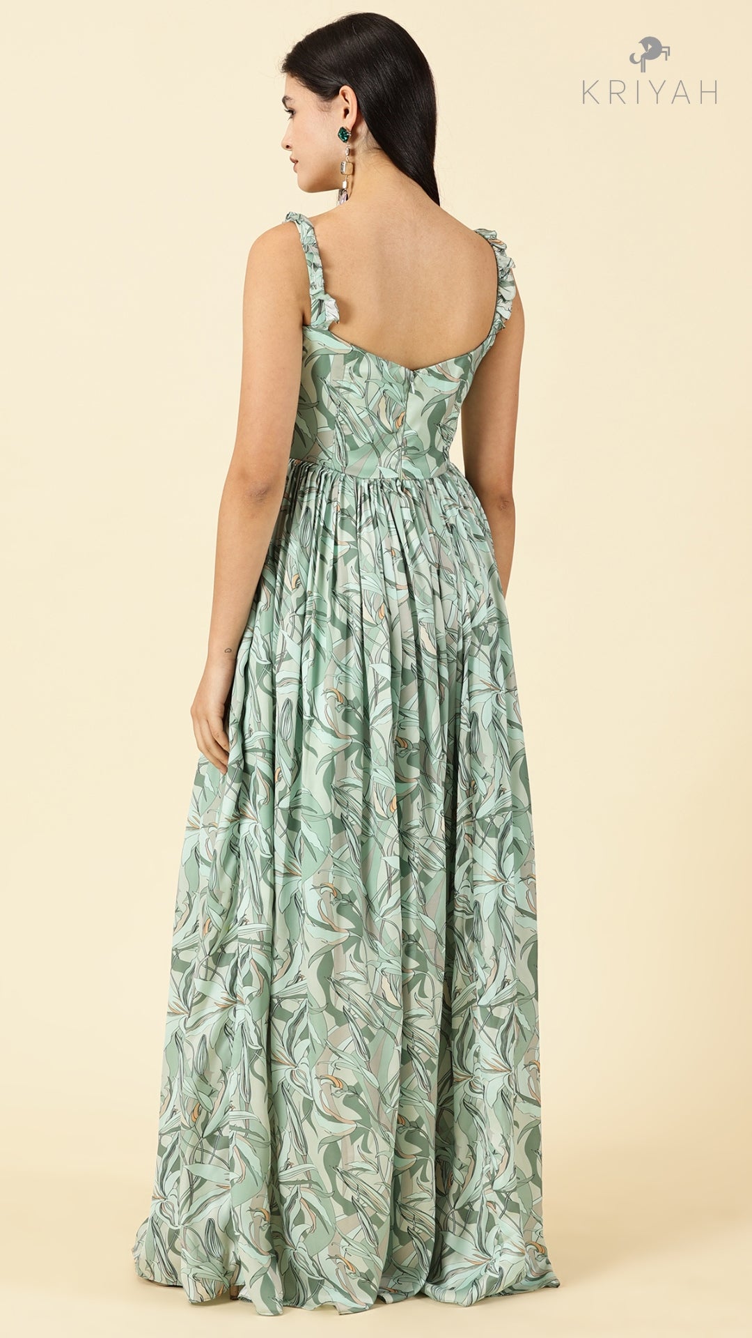 Magnolia- Green tropical corset gown