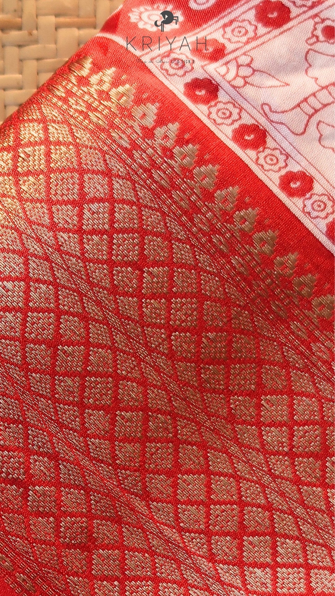 DOLA SILK SAREE WITH CHECKS PRINT RED