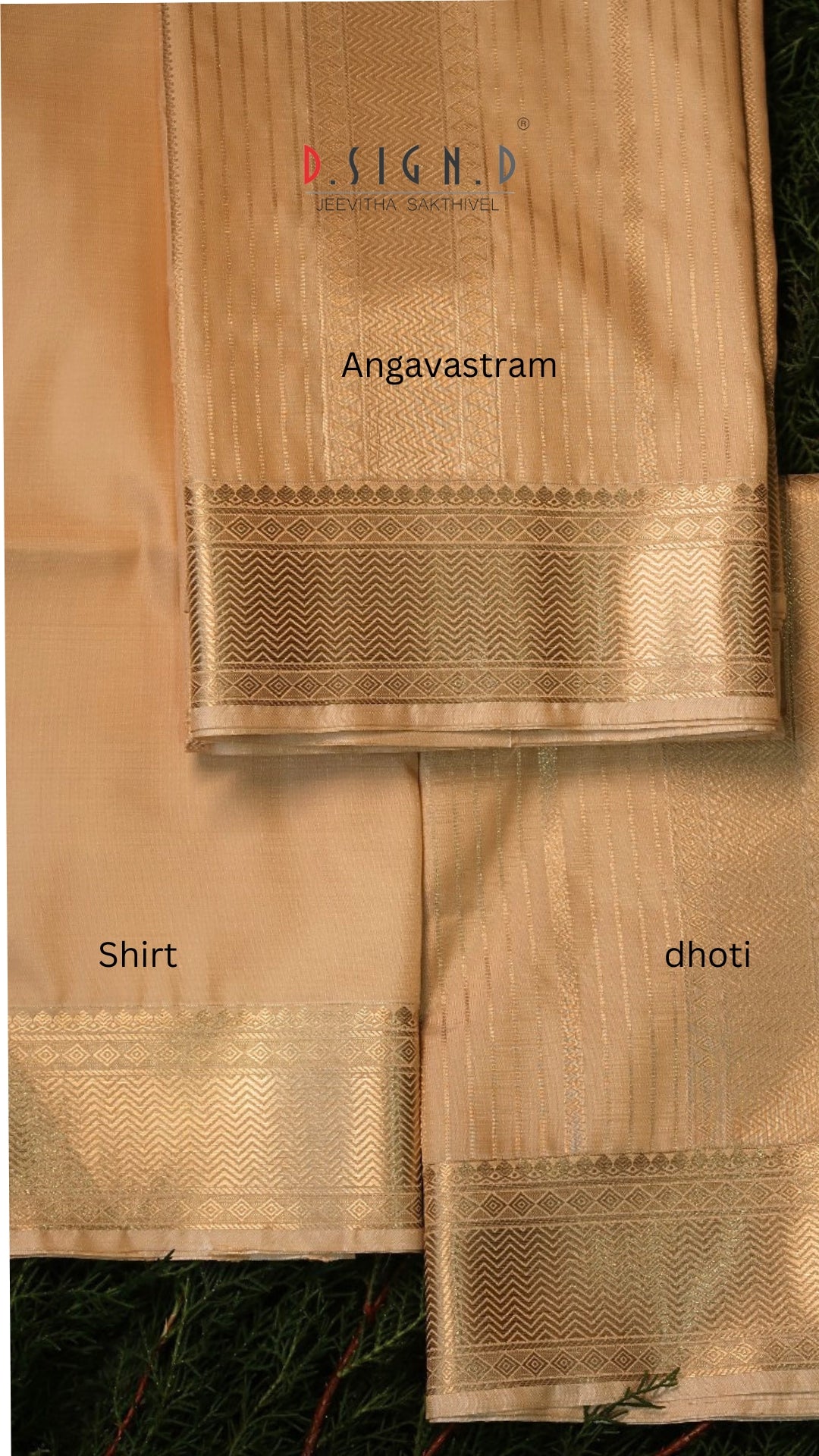 Gold Fine silk dhoti Set - Bridal