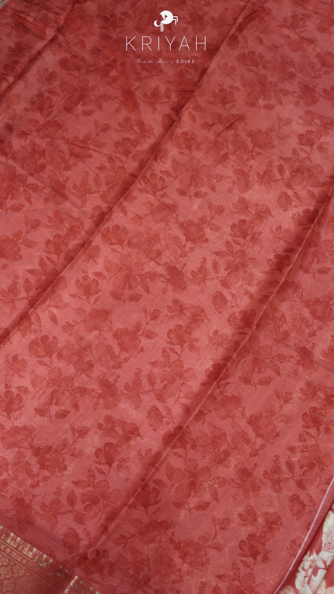 DOLA SILK SAREE WITH FLORAL PRINT PEACH