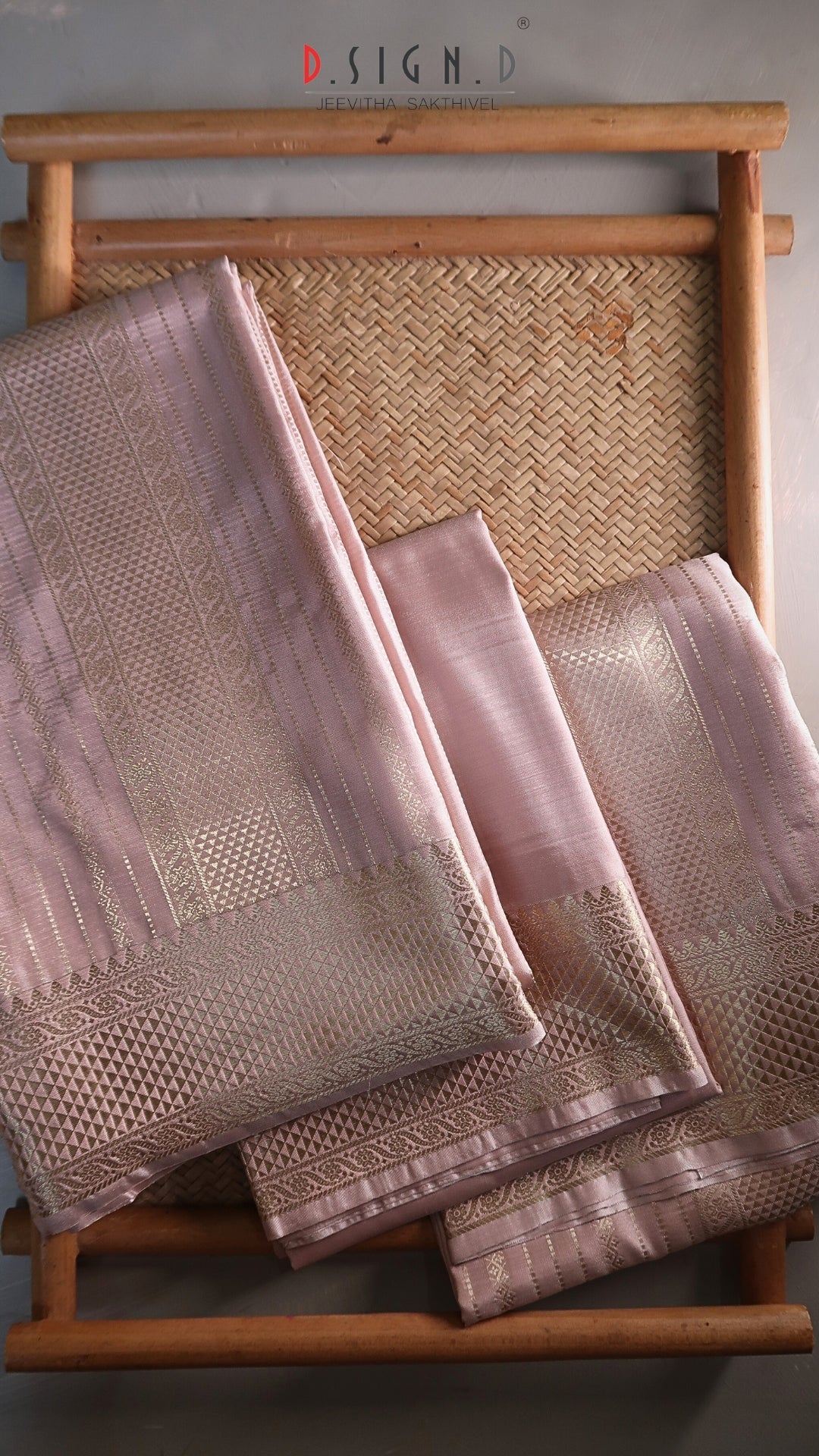Rose Gold Fine silk dhoti Set - Bridal