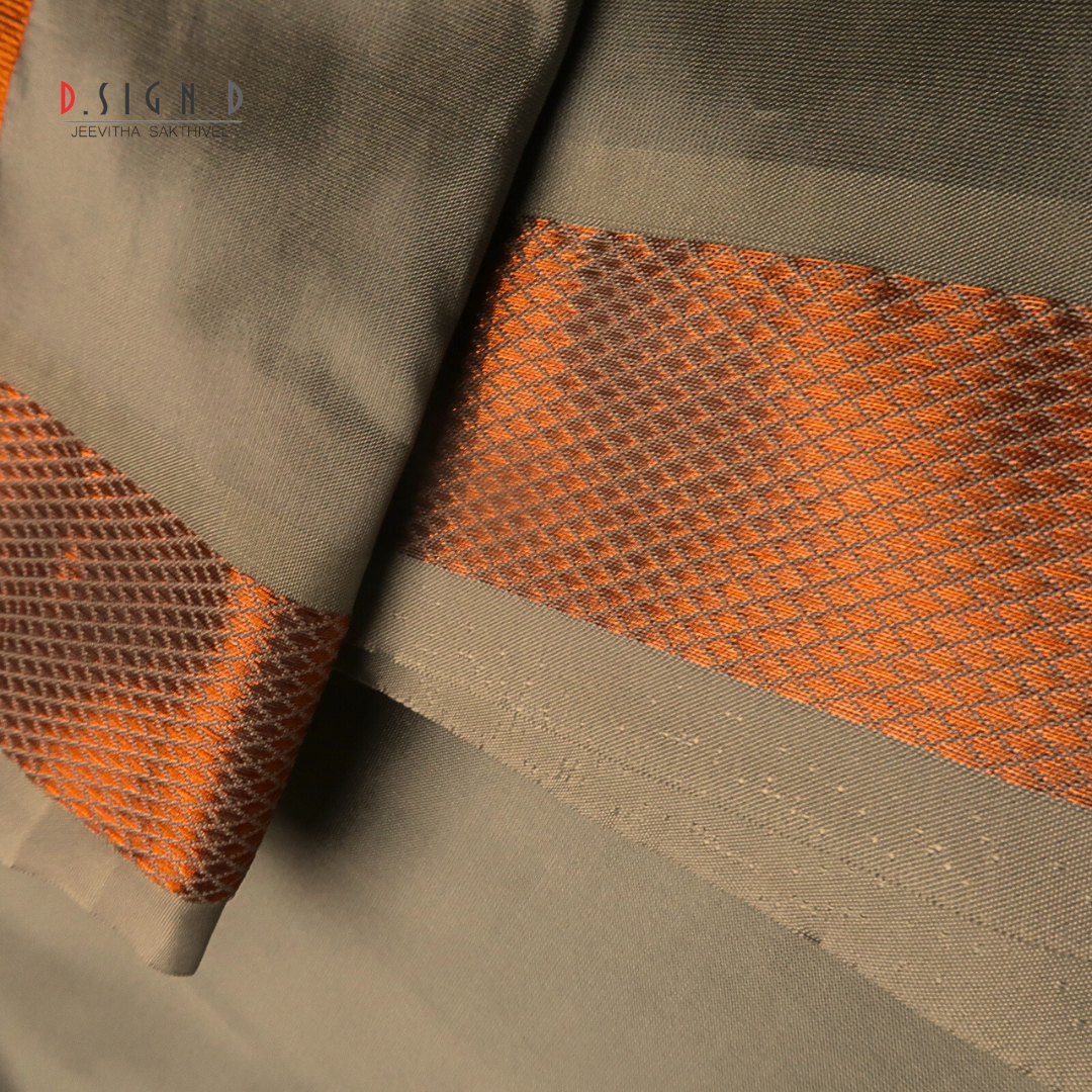 Grey Semi silk dhoti with copper zari & Shirt (unstitched)