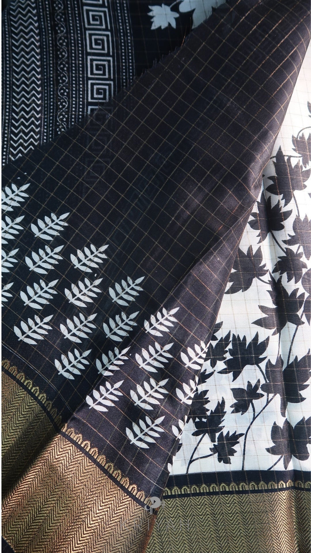 DOLA SILK SAREE WITH FLORAL PRINT BLACK