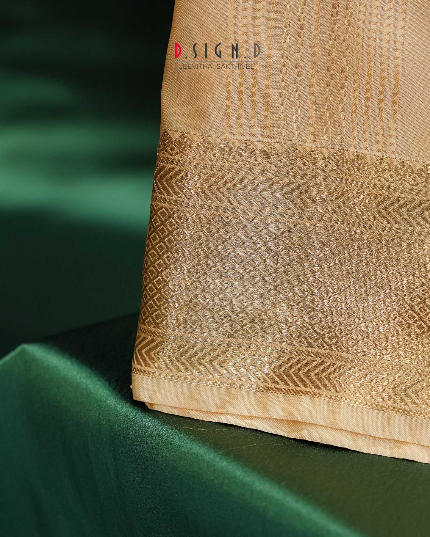 Vastra Gold Pin Stripes Fine silk dhoti Set - Bridal