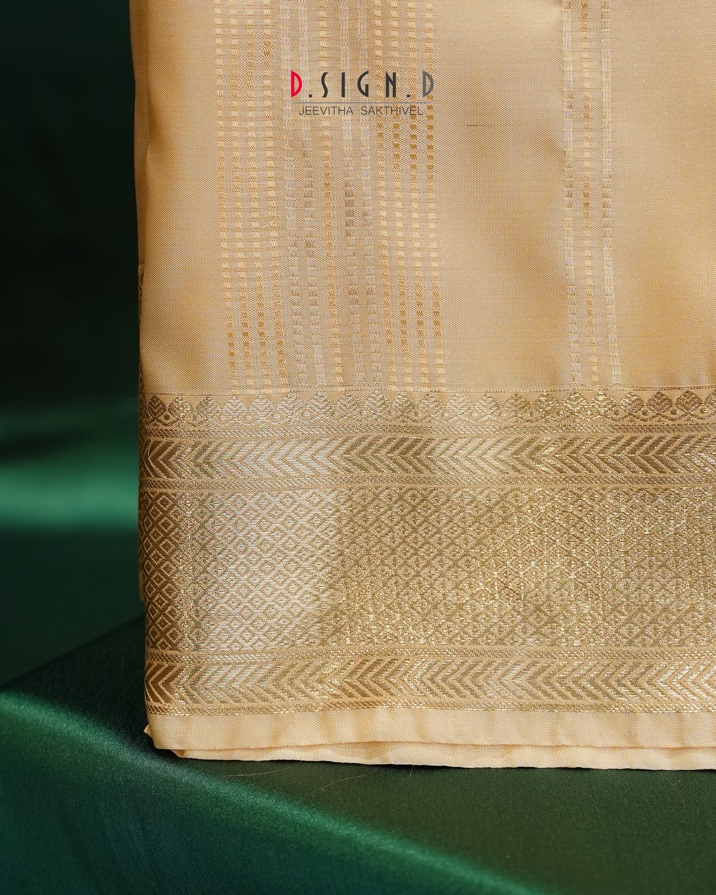 Vastra Gold Pin Stripes Fine silk dhoti Set - Bridal