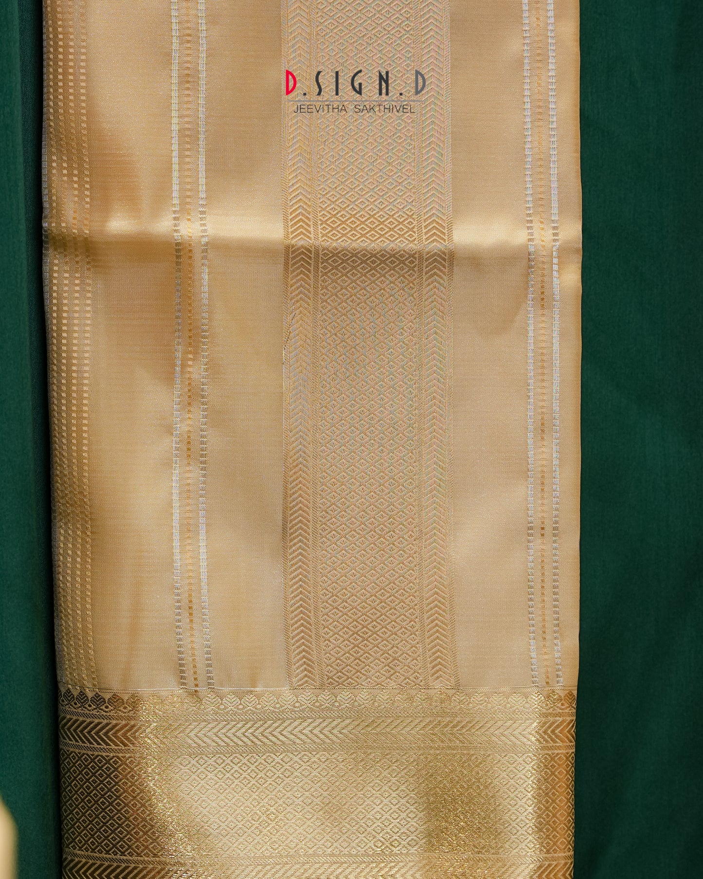 Vastra Silver Pin Stripes Fine silk dhoti Set - Bridal