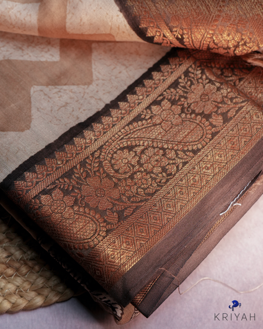 Parrot Chanderi Silk Saree - Brown