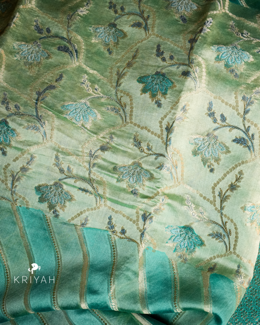Chiniya silk Saree - Teal