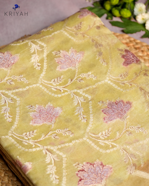 Chiniya silk Saree - Powder Yellow