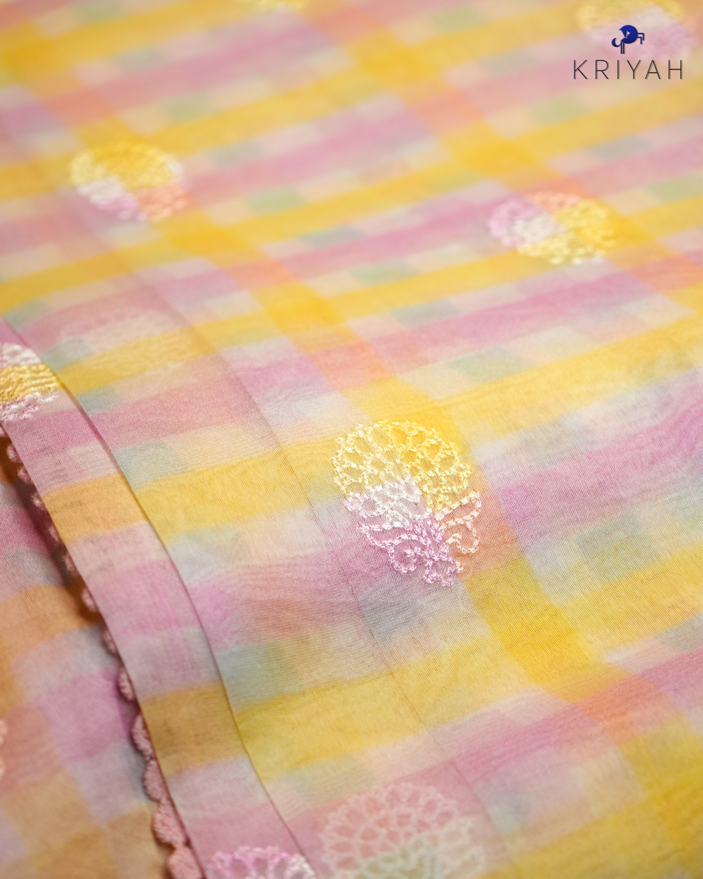 Embroidered Organza Saree - Pink