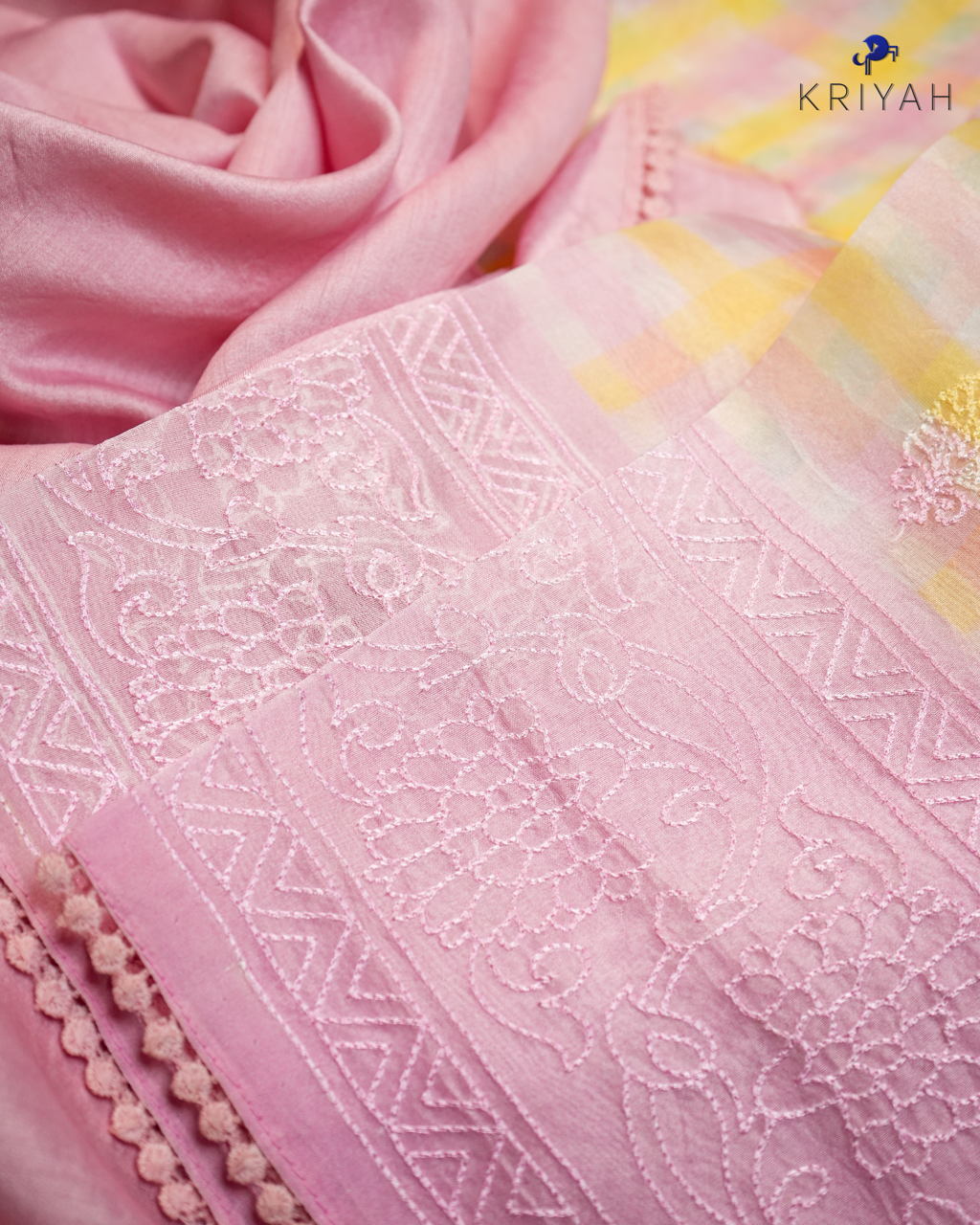 Embroidered Organza Saree - Pink
