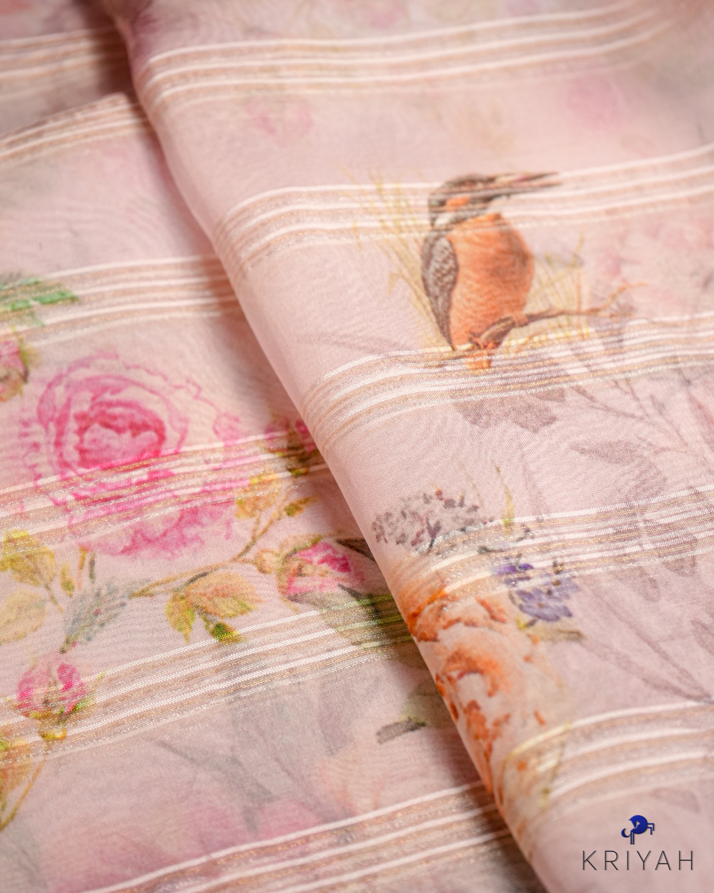 Embroidered Organza Saree - Light Pink