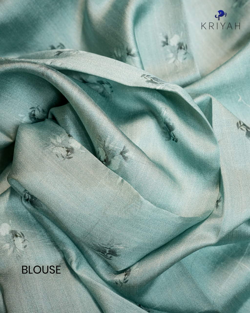 Printed Organza Saree - Powder Blue