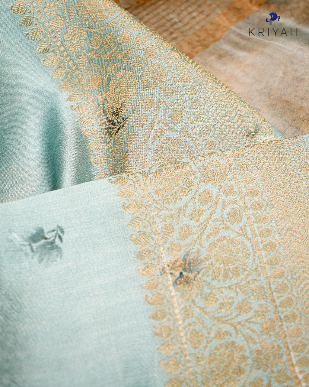 Printed Organza Saree - Powder Blue