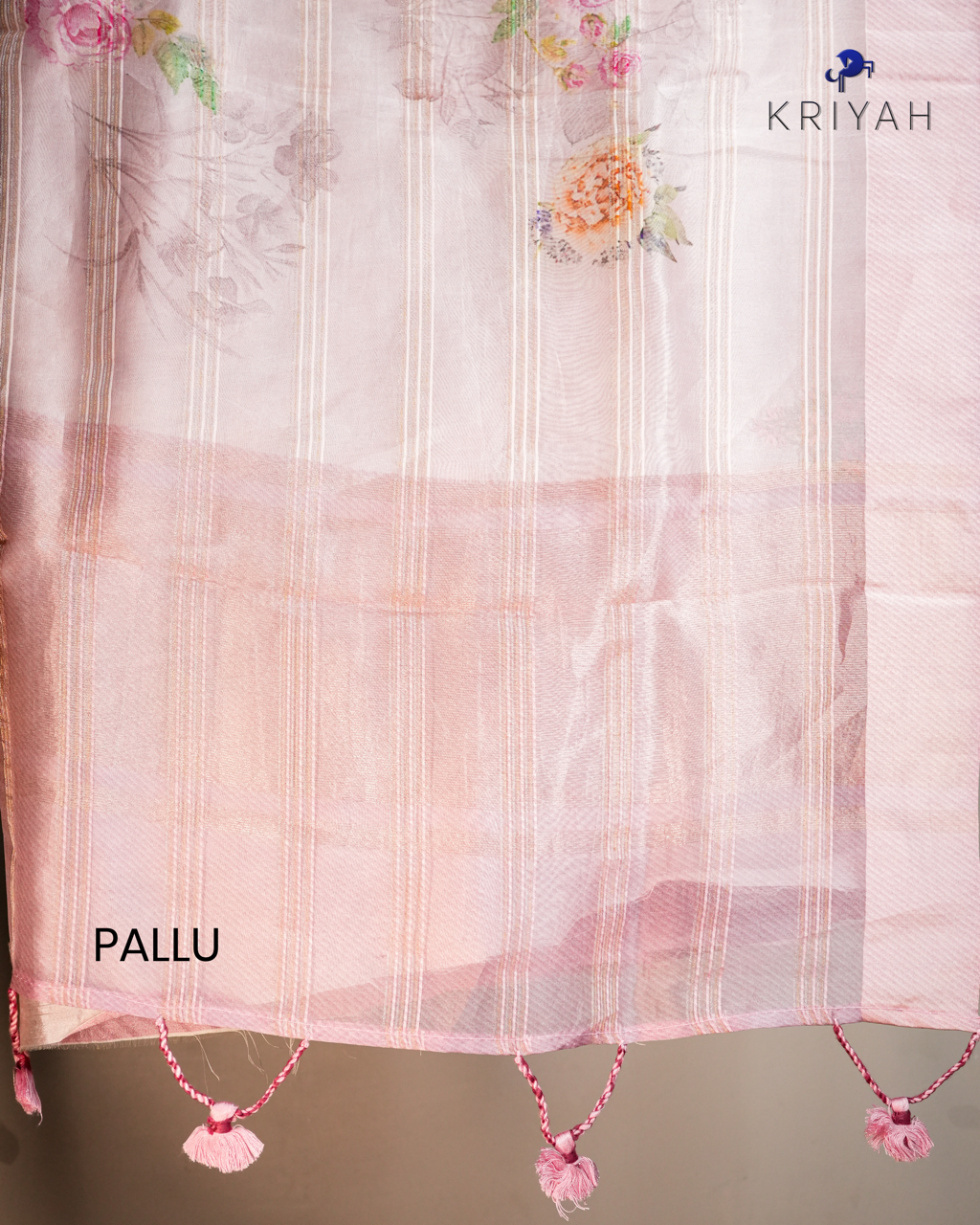 Embroidered Organza Saree - Light Pink