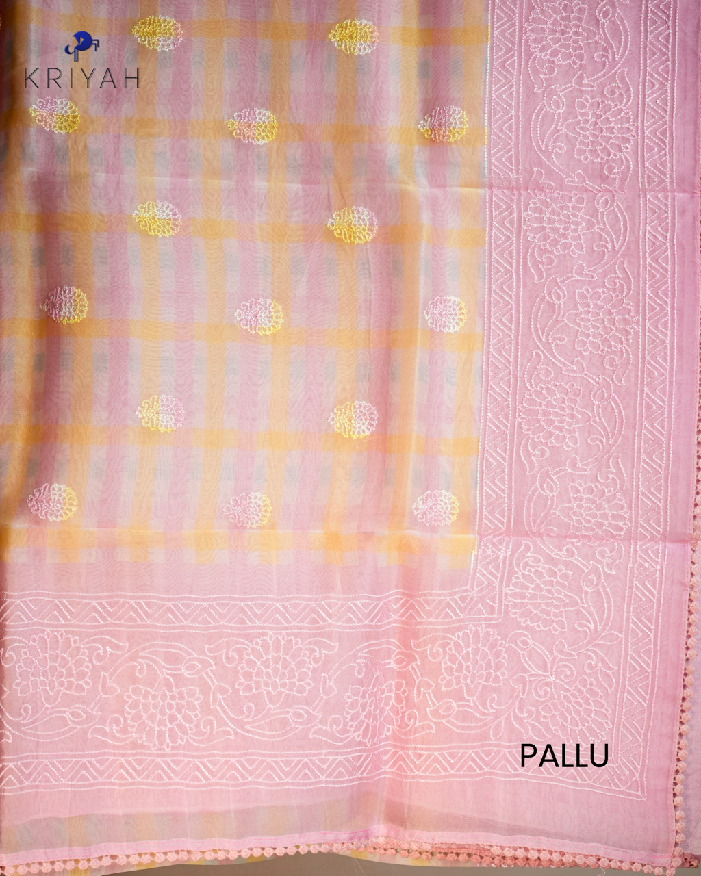 Embroidered Organza Saree - Pink