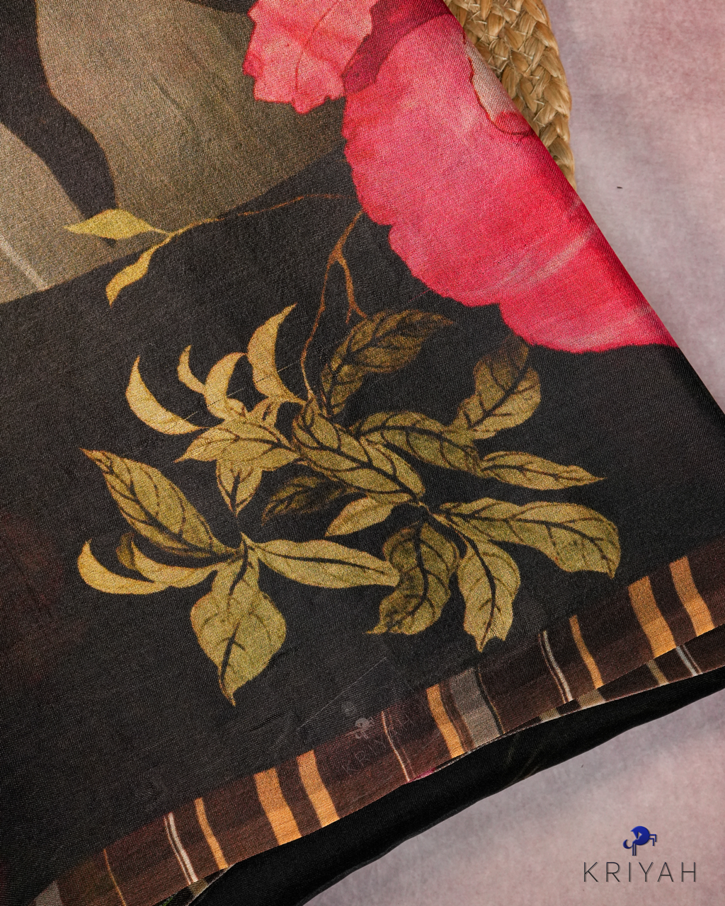 Printed Organza Saree - Black