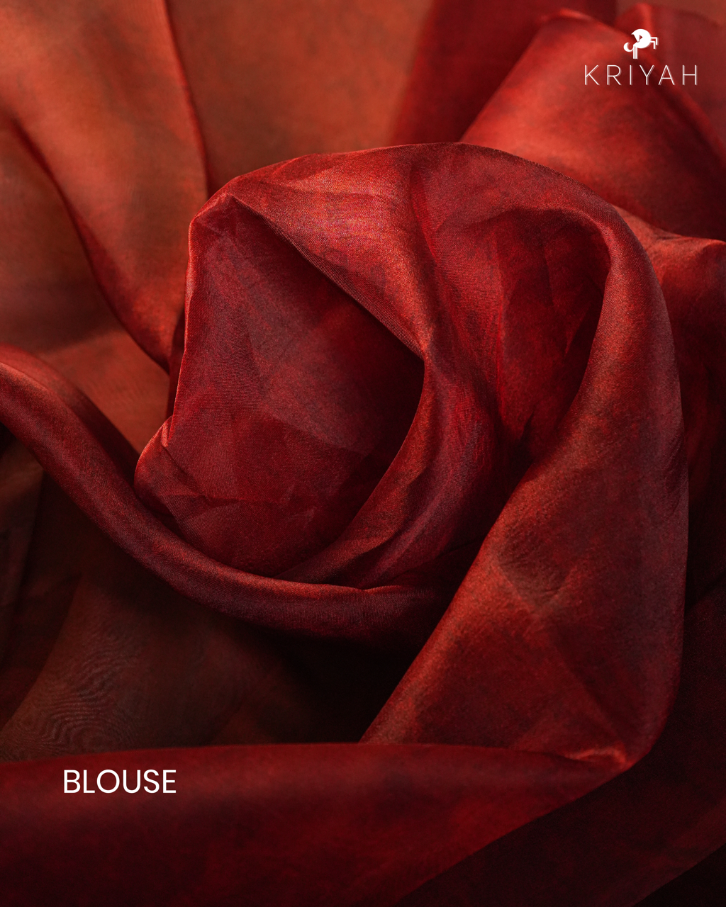 Printed Organza Saree - Red