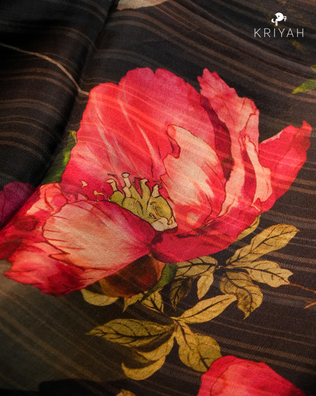 Printed Organza Saree - Black