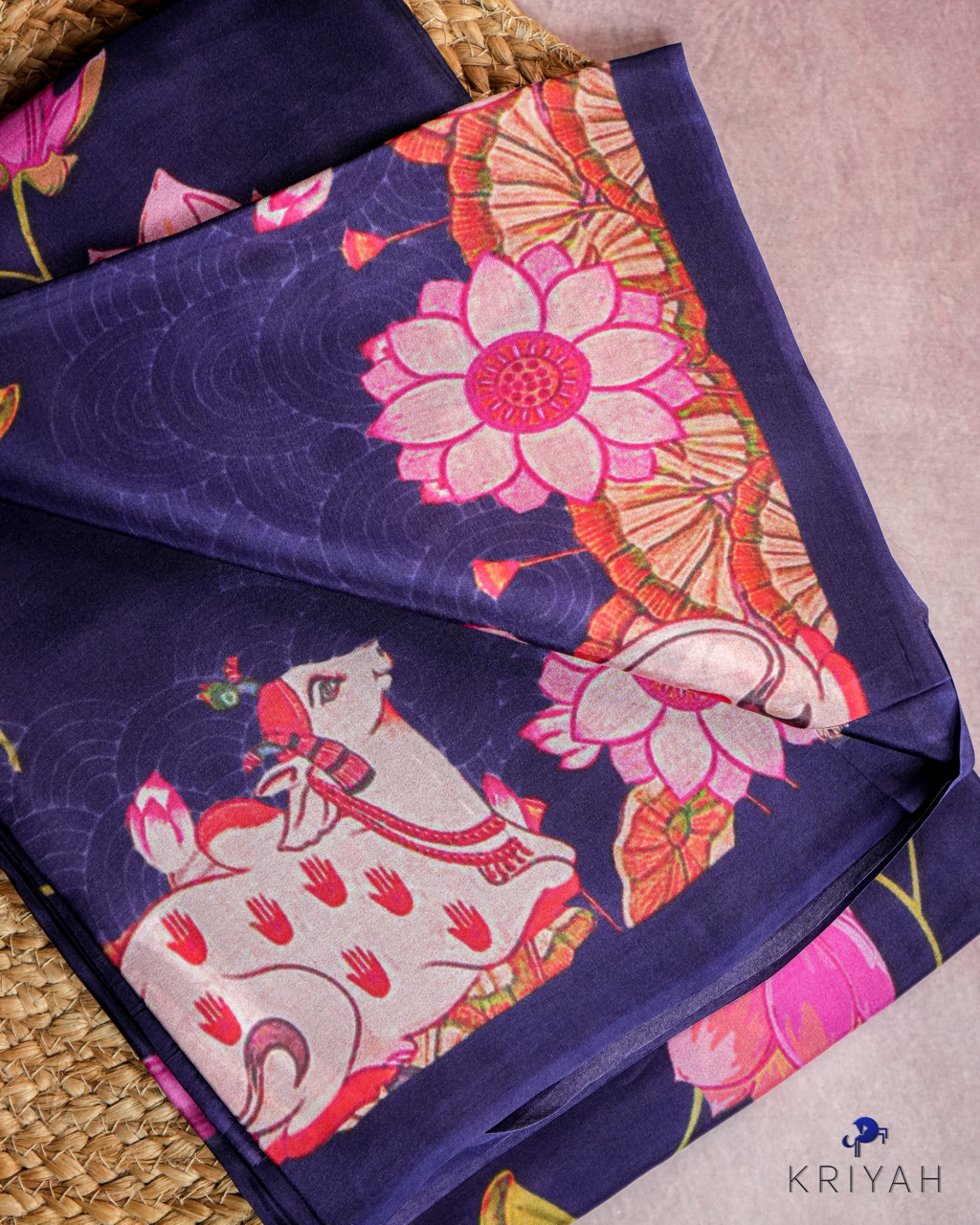 PRINTED SILK SAREE - INK BLUE