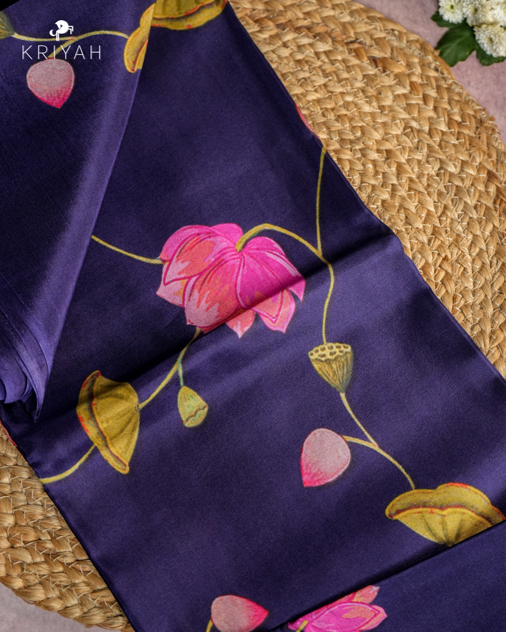 PRINTED SILK SAREE - INK BLUE
