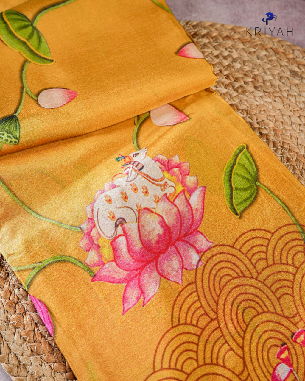 PRINTED SILK SAREE - GOLDEN YELLOW
