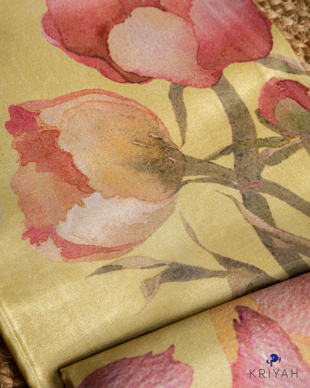 PRINTED SILK SAREE - PASTEL YELLOW