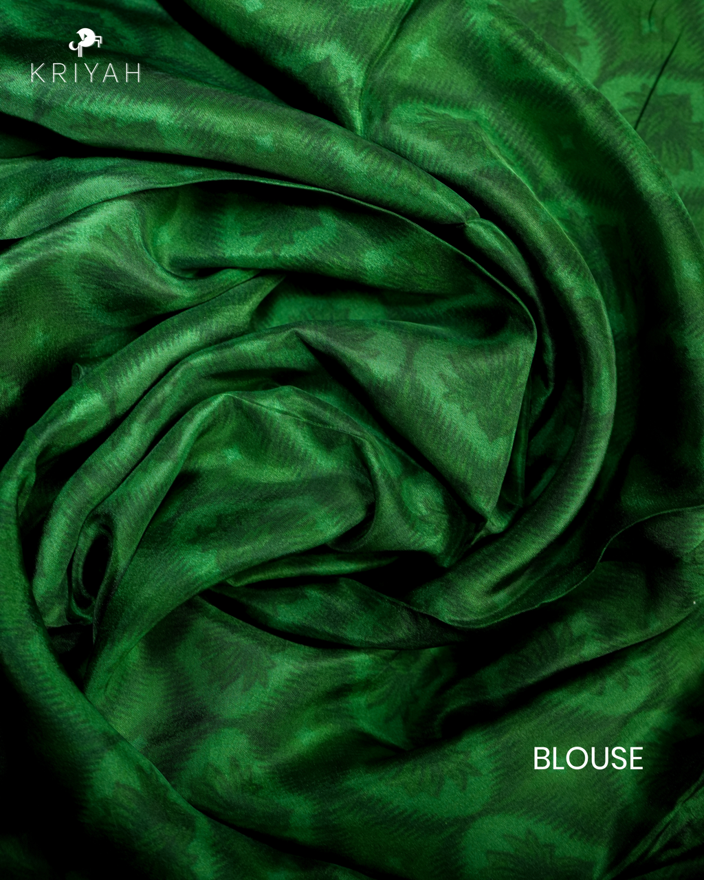 PRINTED SILK SAREE - DARK GREEN