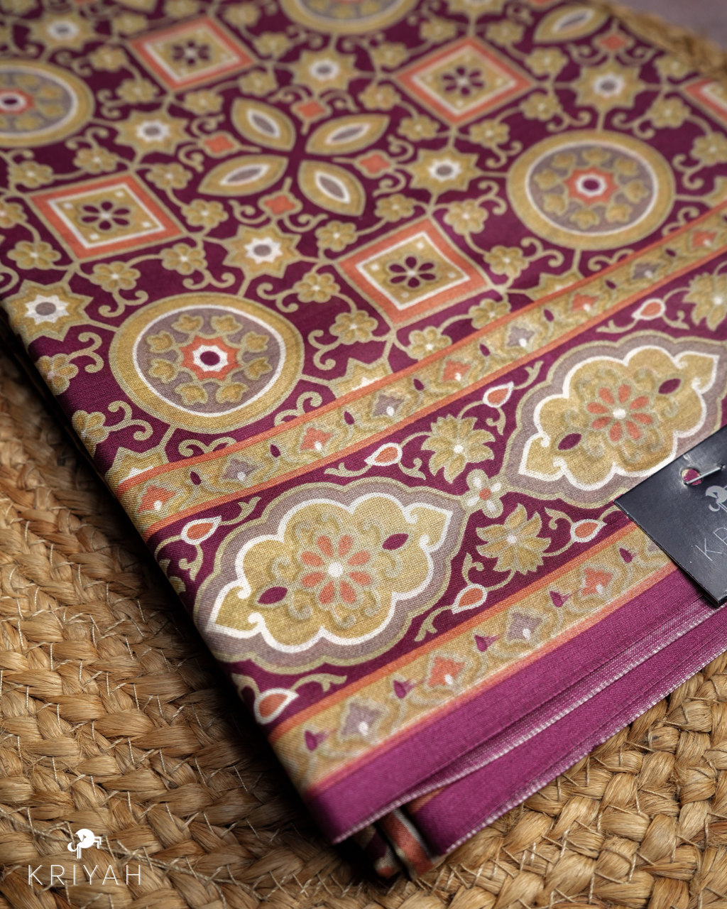 PRINTED SILK SAREE AJRAK - MAROON