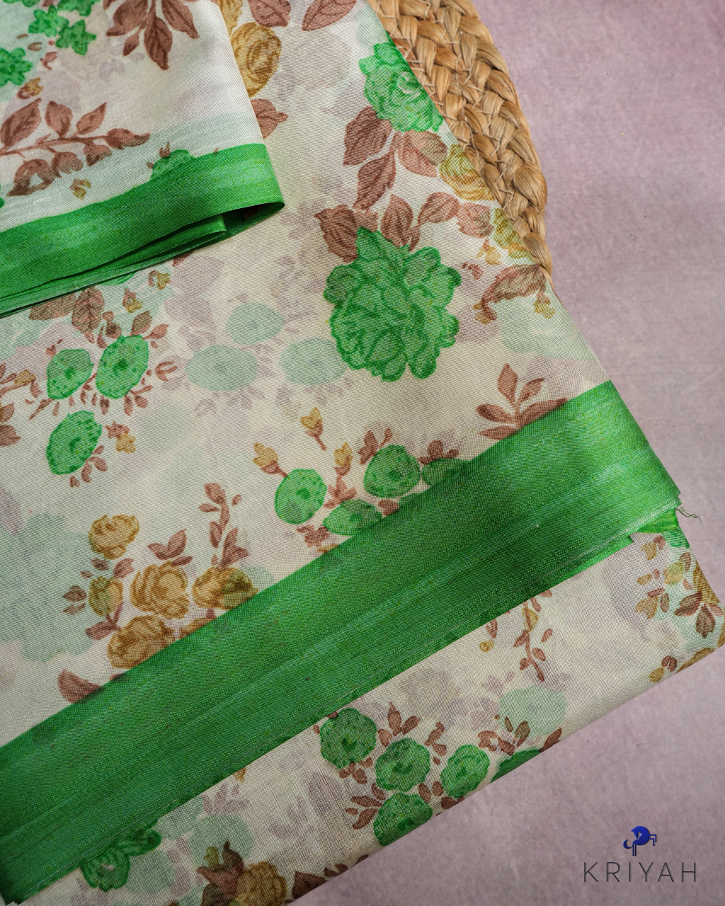 PRINTED SILK SAREE CHINTZ - OFF WHITE