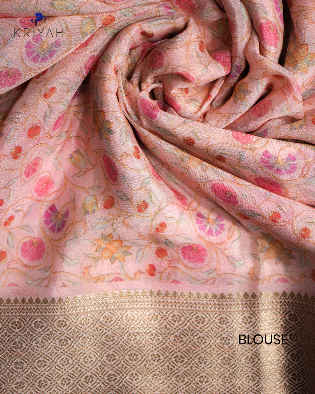 PINK BLOSSOM ZARI CREPE SAREE