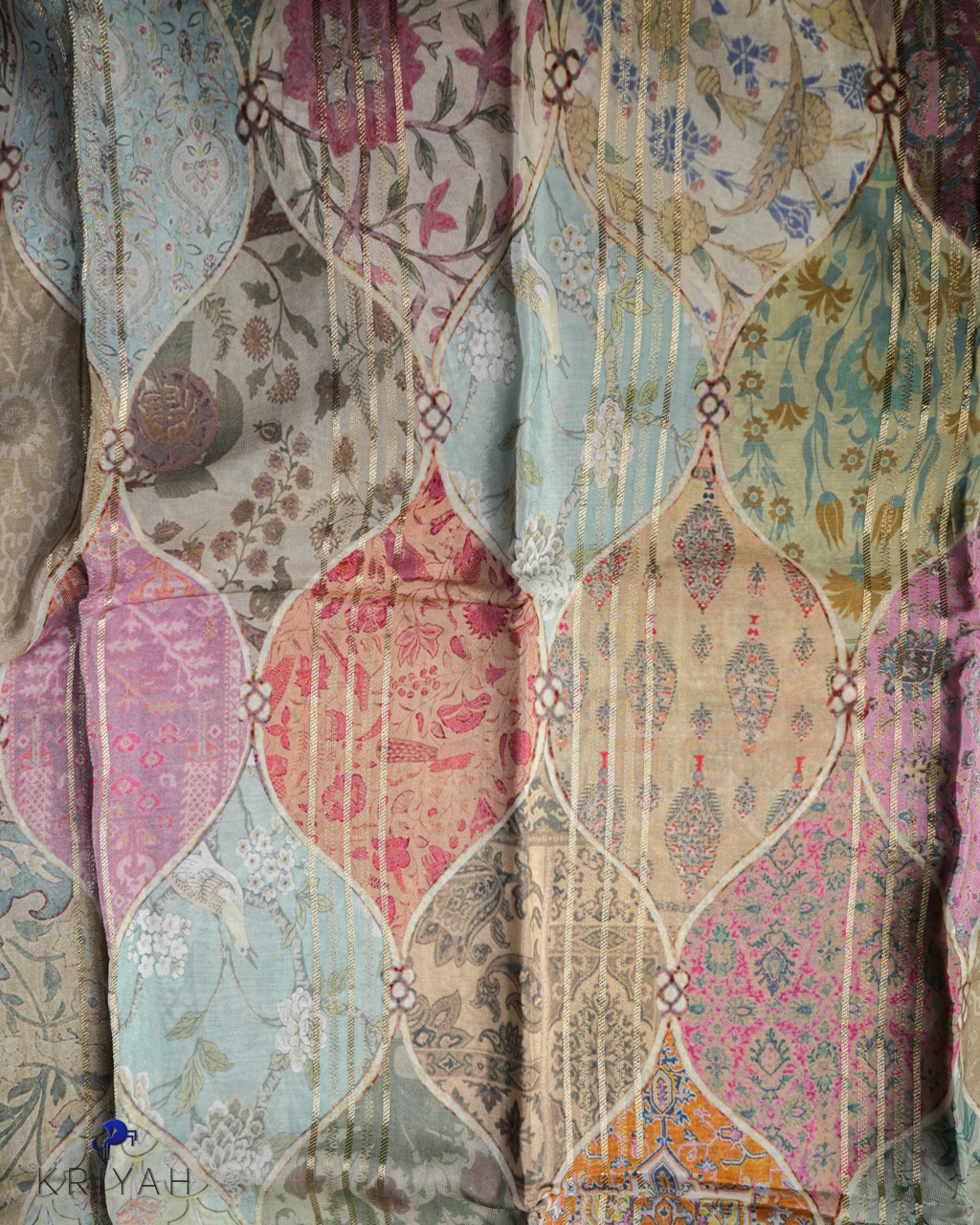 DIGITAL PAISLEY PRINT CREPE SAREE - TEAL