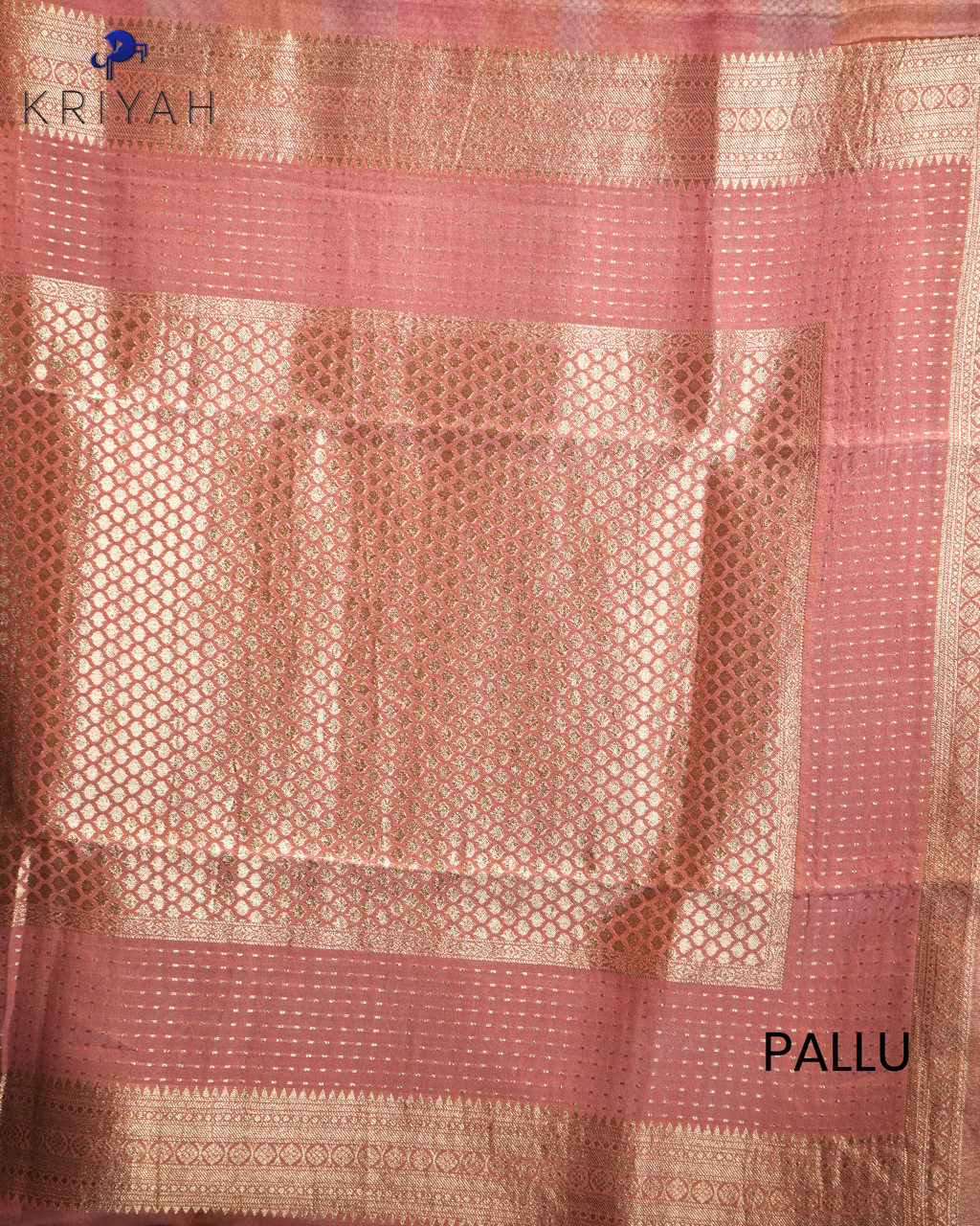 CHECKS PRINTED CREPE SAREE - RUST