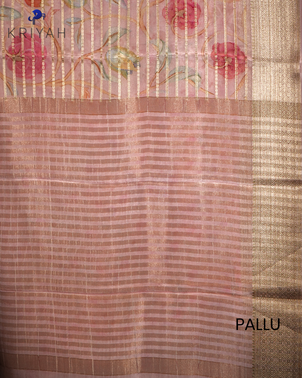 PINK BLOSSOM ZARI CREPE SAREE