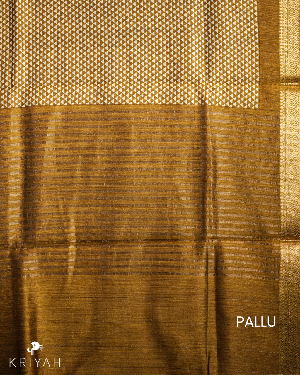 OLIVE MEDALLION ELEPHANT MOTIF CHANDERI SILK SAREE