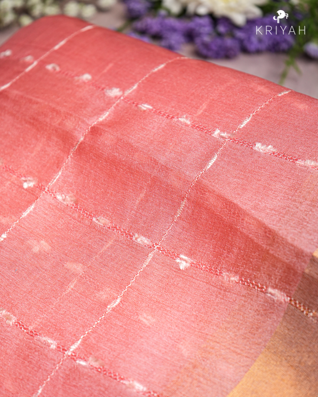 OMBRE TUSSER SAREE - TEAL-PEACH